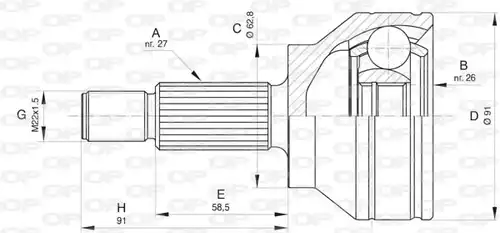 каре комплект, полуоска OPEN PARTS CVJ5804.10