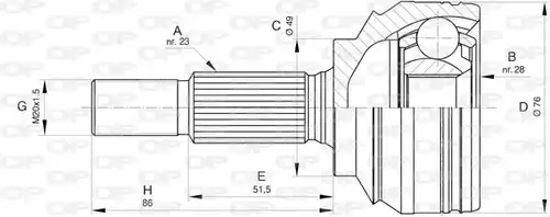 каре комплект, полуоска OPEN PARTS CVJ5806.10