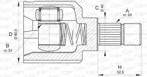 каре комплект, полуоска OPEN PARTS CVJ5827.20