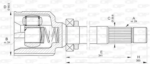 каре комплект, полуоска OPEN PARTS CVJ5829.20