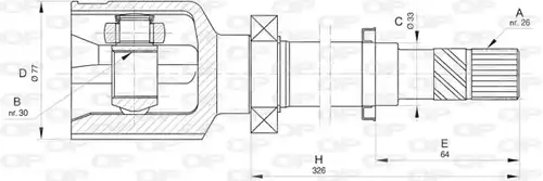 каре комплект, полуоска OPEN PARTS CVJ5833.20