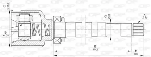 каре комплект, полуоска OPEN PARTS CVJ5836.20