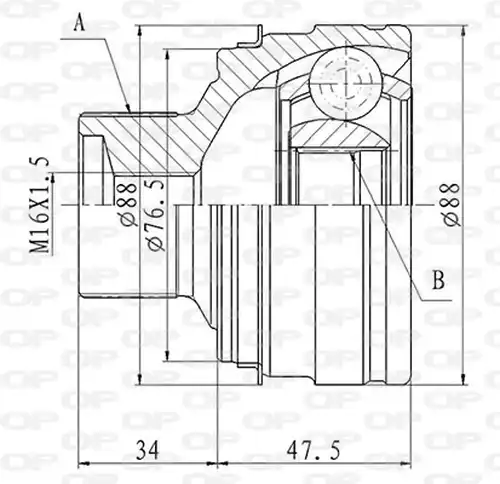 каре комплект, полуоска OPEN PARTS CVJ5843.10