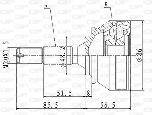 каре комплект, полуоска OPEN PARTS CVJ5866.10