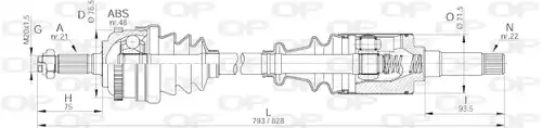 полуоска OPEN PARTS DRS6039.00