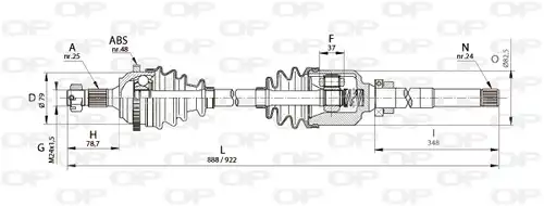 полуоска OPEN PARTS DRS6130.00