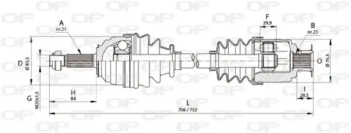 полуоска OPEN PARTS DRS6136.00