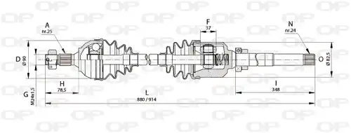 полуоска OPEN PARTS DRS6158.00