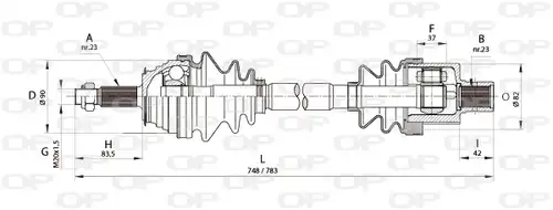 полуоска OPEN PARTS DRS6164.00