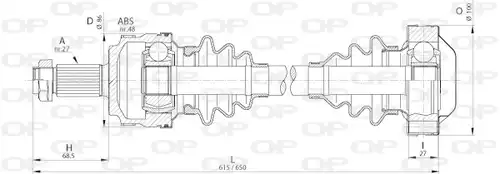 полуоска OPEN PARTS DRS6216.00