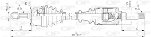 полуоска OPEN PARTS DRS6233.00