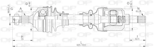 полуоска OPEN PARTS DRS6252.00