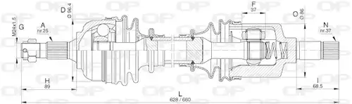 полуоска OPEN PARTS DRS6315.00