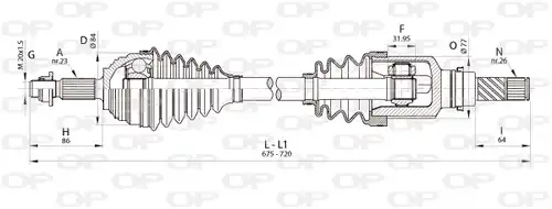 полуоска OPEN PARTS DRS6345.00