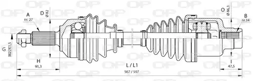 полуоска OPEN PARTS DRS6375.00