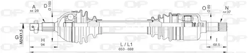 полуоска OPEN PARTS DRS6387.00