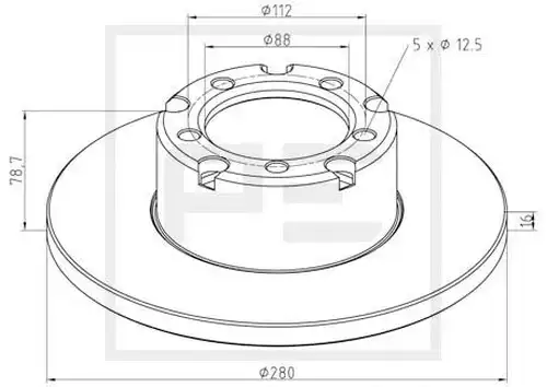 спирачен диск PE Automotive 016.285-00A