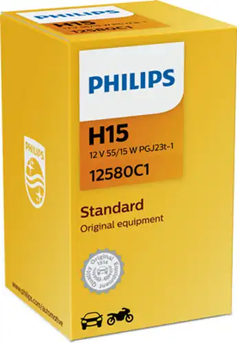 крушка с нагреваема жичка, фар за дълги светлини PHILIPS 12580C1