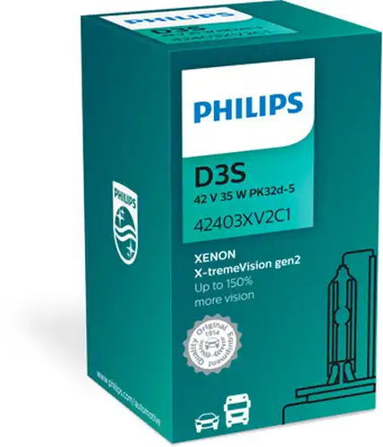 крушка с нагреваема жичка, фар за дълги светлини PHILIPS 42403XV2C1