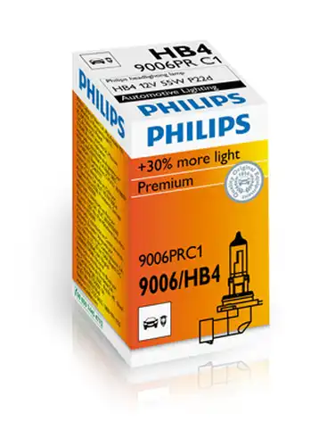 крушка с нагреваема жичка, фар за дълги светлини PHILIPS 9006PRC1