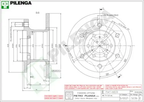 спирачен диск PILENGA 5036