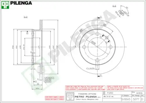 спирачен диск PILENGA 5077