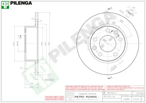 спирачен диск PILENGA 5149