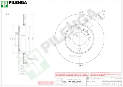 спирачен диск PILENGA 5152