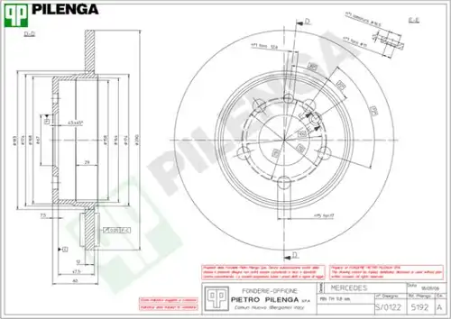 спирачен диск PILENGA 5192