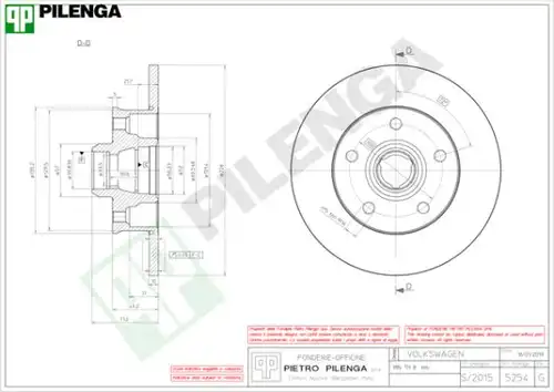 спирачен диск PILENGA 5254