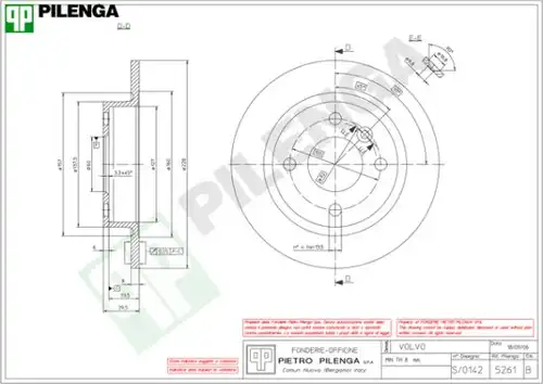 спирачен диск PILENGA 5261