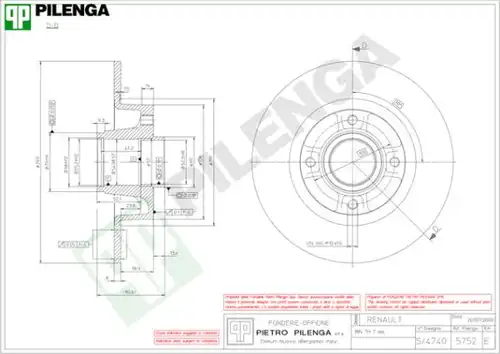 спирачен диск PILENGA 5752