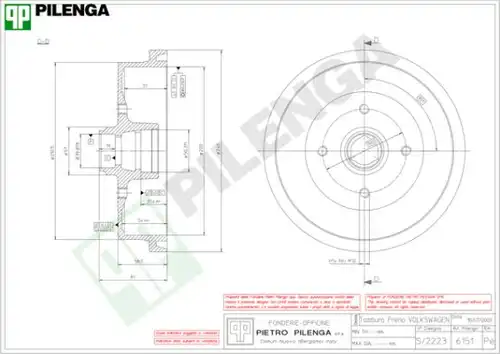 спирачен барабан PILENGA 6151