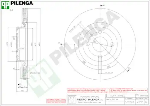 спирачен диск PILENGA V012