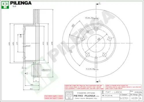 спирачен диск PILENGA V039