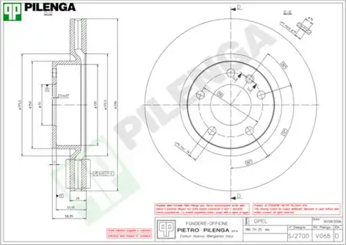 спирачен диск PILENGA V068