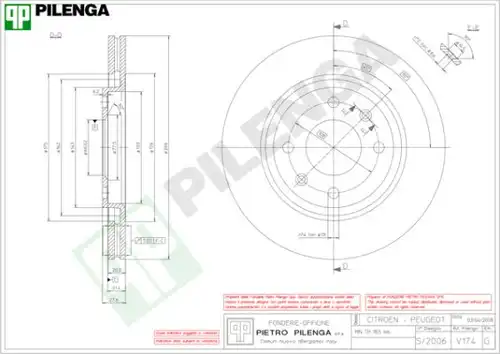 спирачен диск PILENGA V174