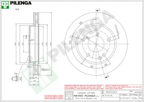 спирачен диск PILENGA V284