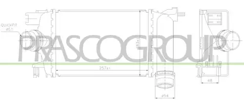 интеркулер (охладител за въздуха на турбината) PRASCO DS016N001