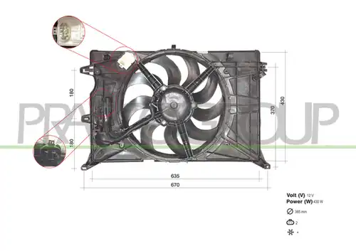 вентилатор, охлаждане на двигателя PRASCO FT060F001