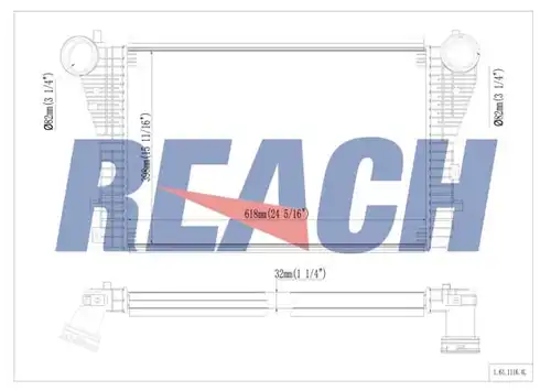 интеркулер (охладител за въздуха на турбината) REACH 1.61.1116.4L