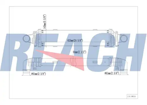 интеркулер (охладител за въздуха на турбината) REACH 1.61.1409.4G
