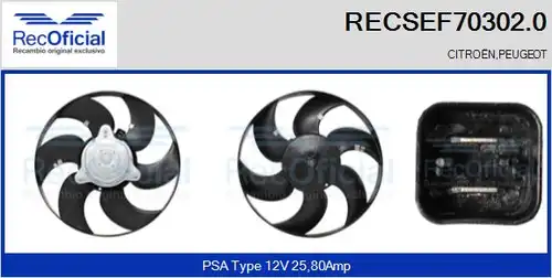 вентилатор, охлаждане на двигателя RECOFICIAL RECSEF70302.0