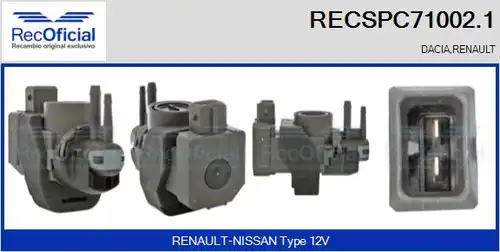 преобразувател на налягане, регулиране на изпускателната сис RECOFICIAL RECSPC71002.1