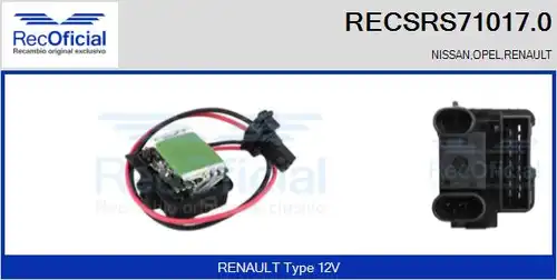 съпротивление, вентилатор за вътрешно пространство RECOFICIAL RECSRS71017.0