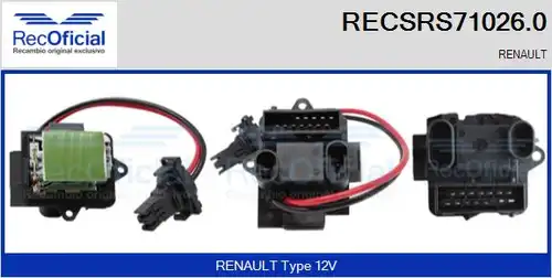 съпротивление, вентилатор за вътрешно пространство RECOFICIAL RECSRS71026.0