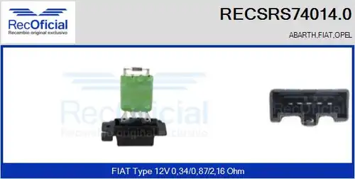 съпротивление, вентилатор за вътрешно пространство RECOFICIAL RECSRS74014.0