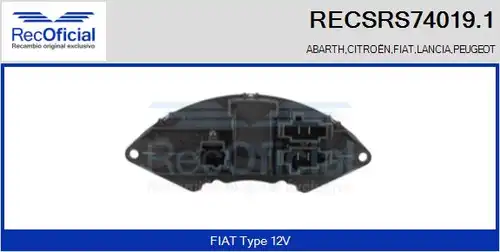 съпротивление, вентилатор за вътрешно пространство RECOFICIAL RECSRS74019.1