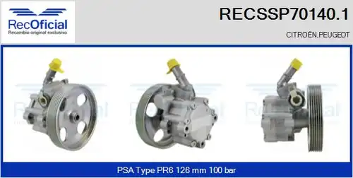 хидравлична помпа, кормилно управление RECOFICIAL RECSSP70140.1