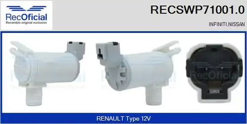 водна помпа за миещо устр., почистване на стъклата RECOFICIAL RECSWP71001.0